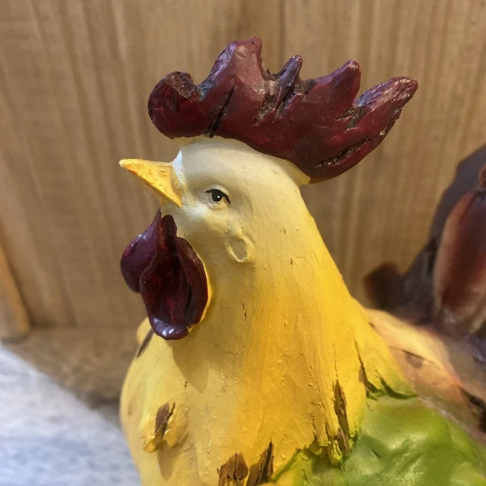 Vintage Rooster, Colorful, Resin Figurine Country Decor Farmhouse Figuring